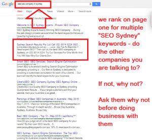 seo sydney rankings